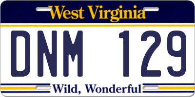 WV license plate DNM129