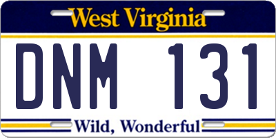 WV license plate DNM131