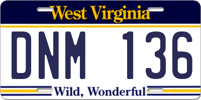 WV license plate DNM136
