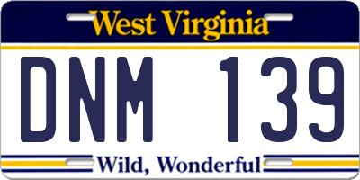WV license plate DNM139