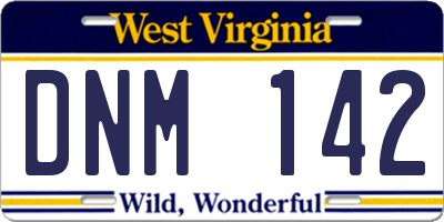 WV license plate DNM142