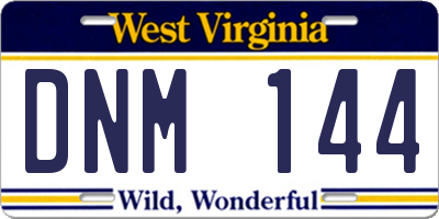 WV license plate DNM144