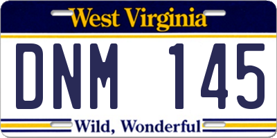 WV license plate DNM145