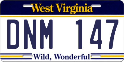 WV license plate DNM147