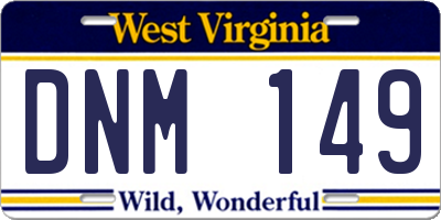 WV license plate DNM149