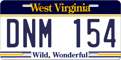 WV license plate DNM154