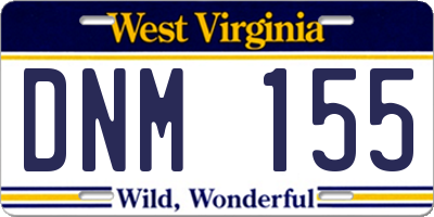 WV license plate DNM155