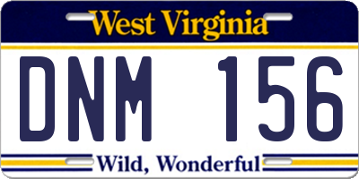 WV license plate DNM156