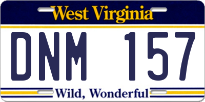 WV license plate DNM157