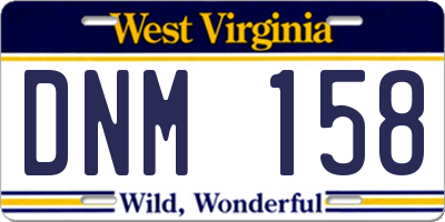 WV license plate DNM158