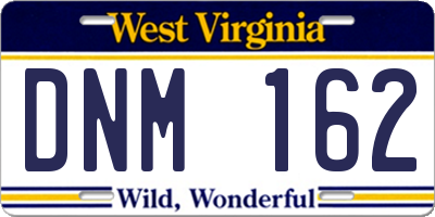 WV license plate DNM162