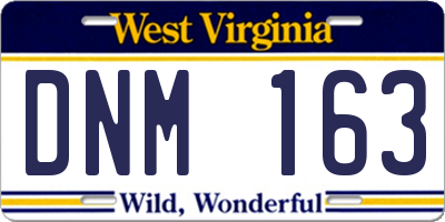 WV license plate DNM163