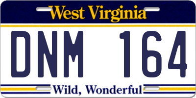 WV license plate DNM164