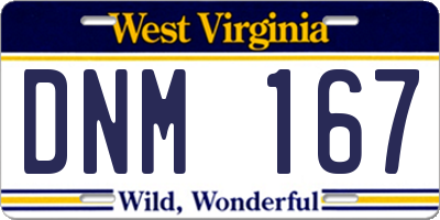 WV license plate DNM167