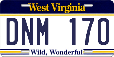 WV license plate DNM170