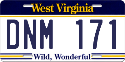 WV license plate DNM171