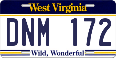 WV license plate DNM172