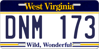 WV license plate DNM173