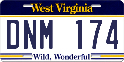 WV license plate DNM174