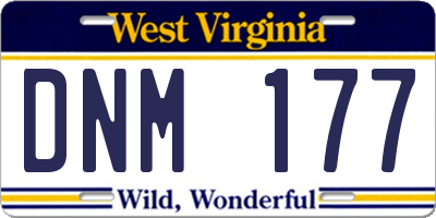 WV license plate DNM177