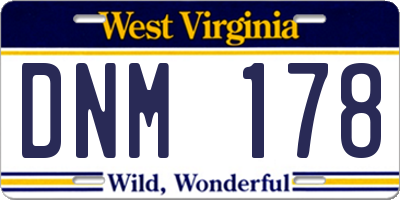 WV license plate DNM178