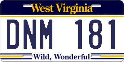 WV license plate DNM181