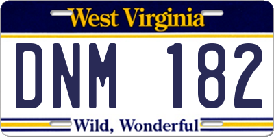 WV license plate DNM182