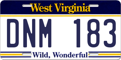 WV license plate DNM183