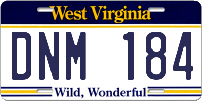 WV license plate DNM184