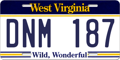 WV license plate DNM187