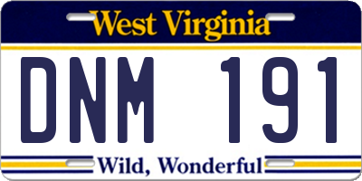 WV license plate DNM191