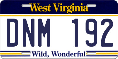 WV license plate DNM192