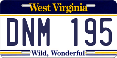 WV license plate DNM195