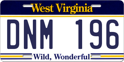 WV license plate DNM196