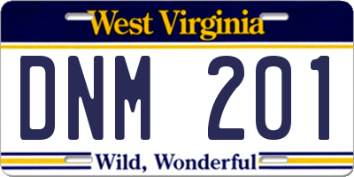 WV license plate DNM201