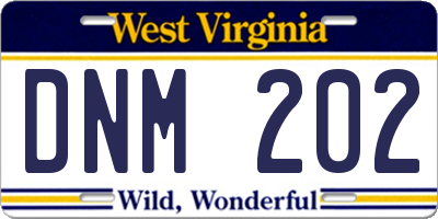 WV license plate DNM202