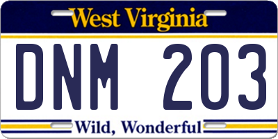 WV license plate DNM203