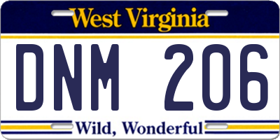 WV license plate DNM206