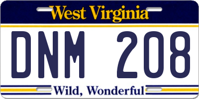WV license plate DNM208