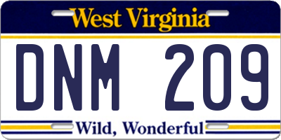 WV license plate DNM209
