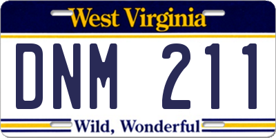 WV license plate DNM211
