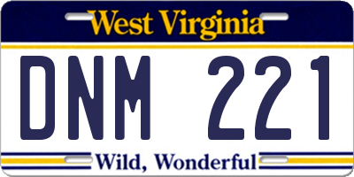 WV license plate DNM221