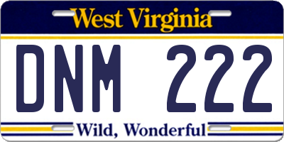 WV license plate DNM222