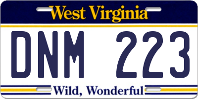 WV license plate DNM223
