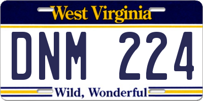 WV license plate DNM224