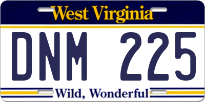 WV license plate DNM225