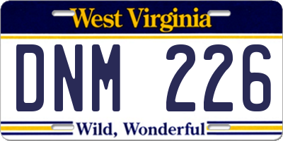 WV license plate DNM226