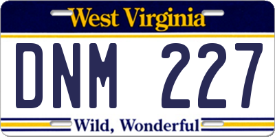 WV license plate DNM227