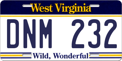 WV license plate DNM232