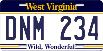 WV license plate DNM234